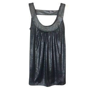 BCX - Dark Grey Metallic Silver Futuristic Shiny Vibrant Tank Top Women’s SZ S